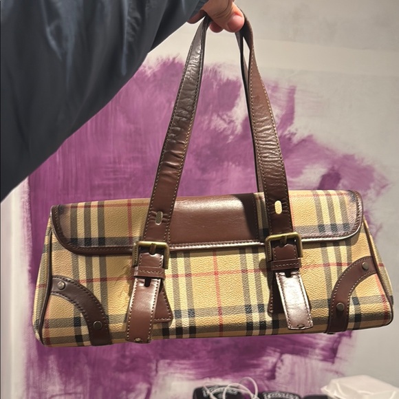 Burberry Plaid Handbag with Brown Leather Accents - Picture 7 of 9